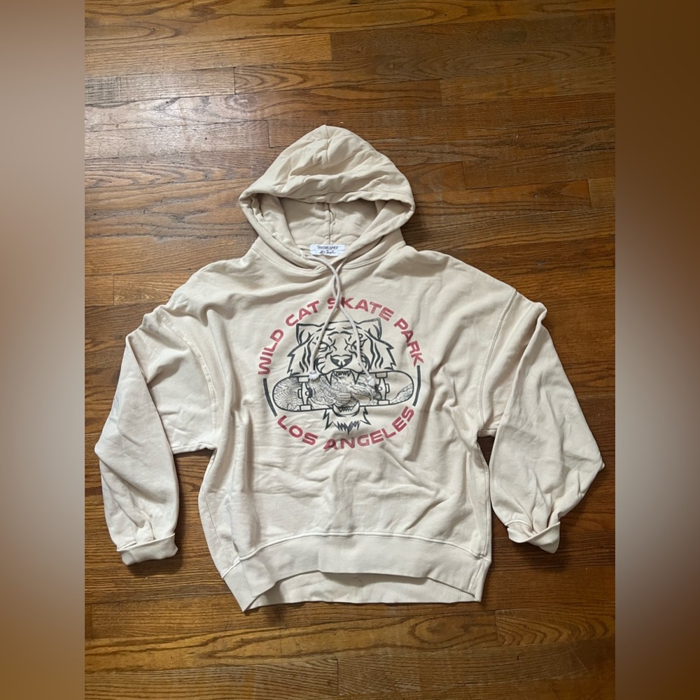 Free People Cream Graphic Hoodie